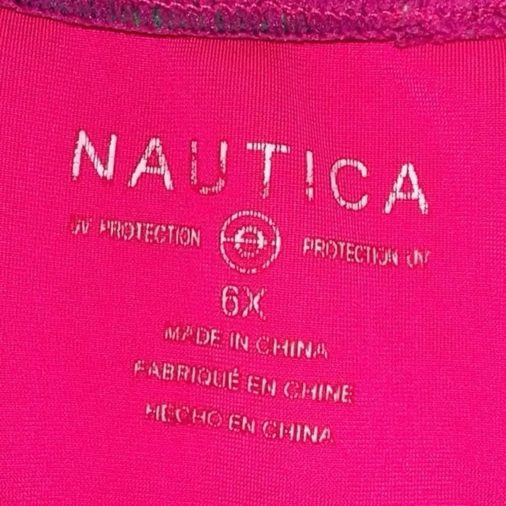 Nautica‎ Girls Rash Guard Swim Top 6X Pink Floral Long Sleeve UV Protection